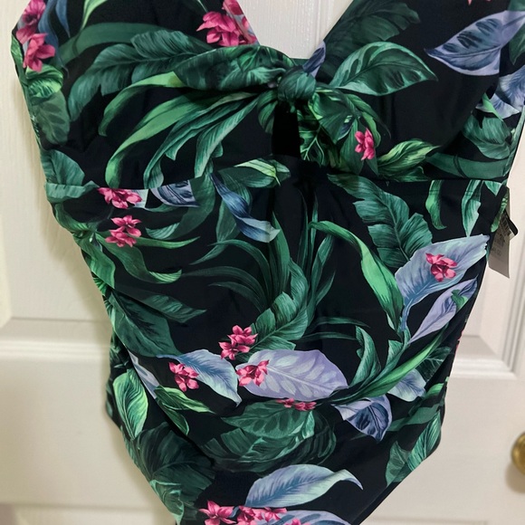 🔵 Women's Full Coverage Tummy Control Tie-Front One Piece Swimsuit NWT 18 - Picture 4 of 10